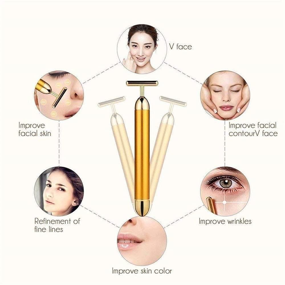 Luxury Skincare 24K Gold Energy Electric Facial Massager Roller