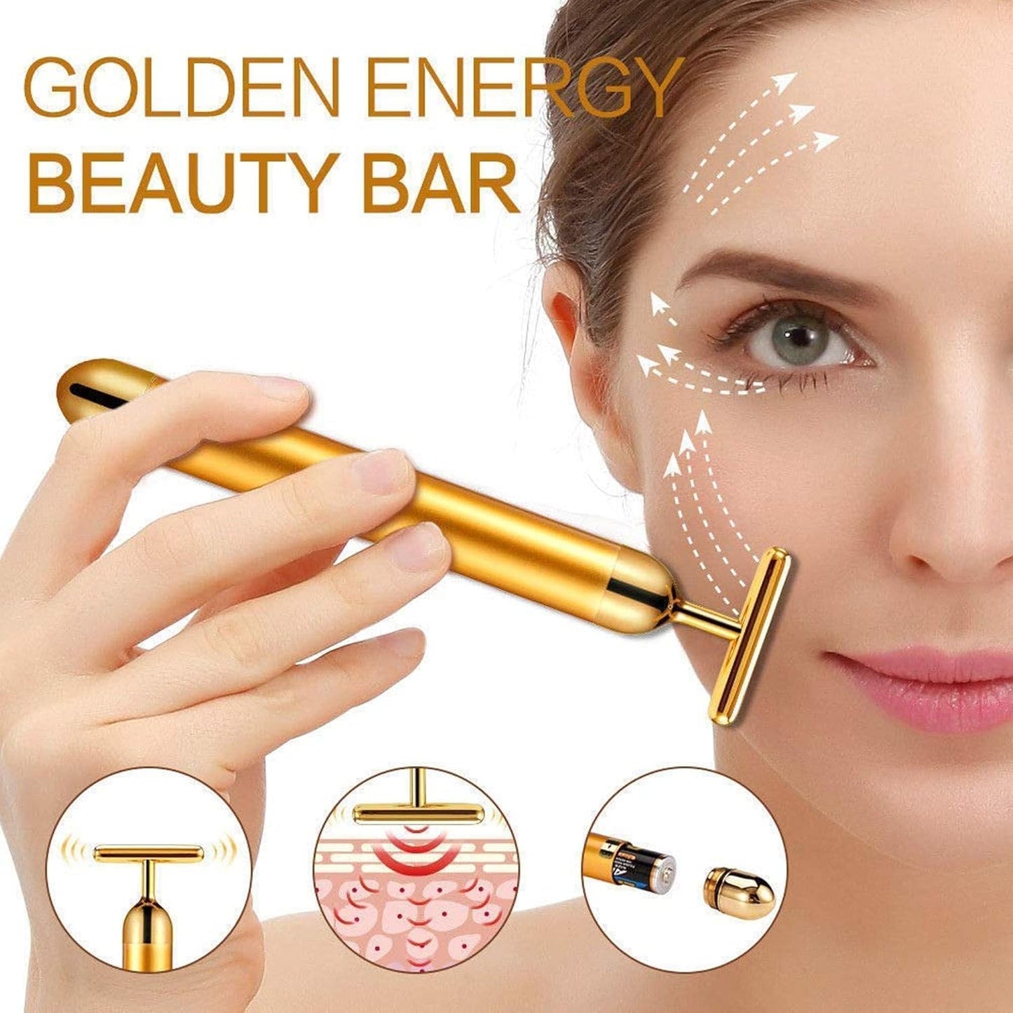 Luxury Skincare 24K Gold Energy Electric Facial Massager Roller