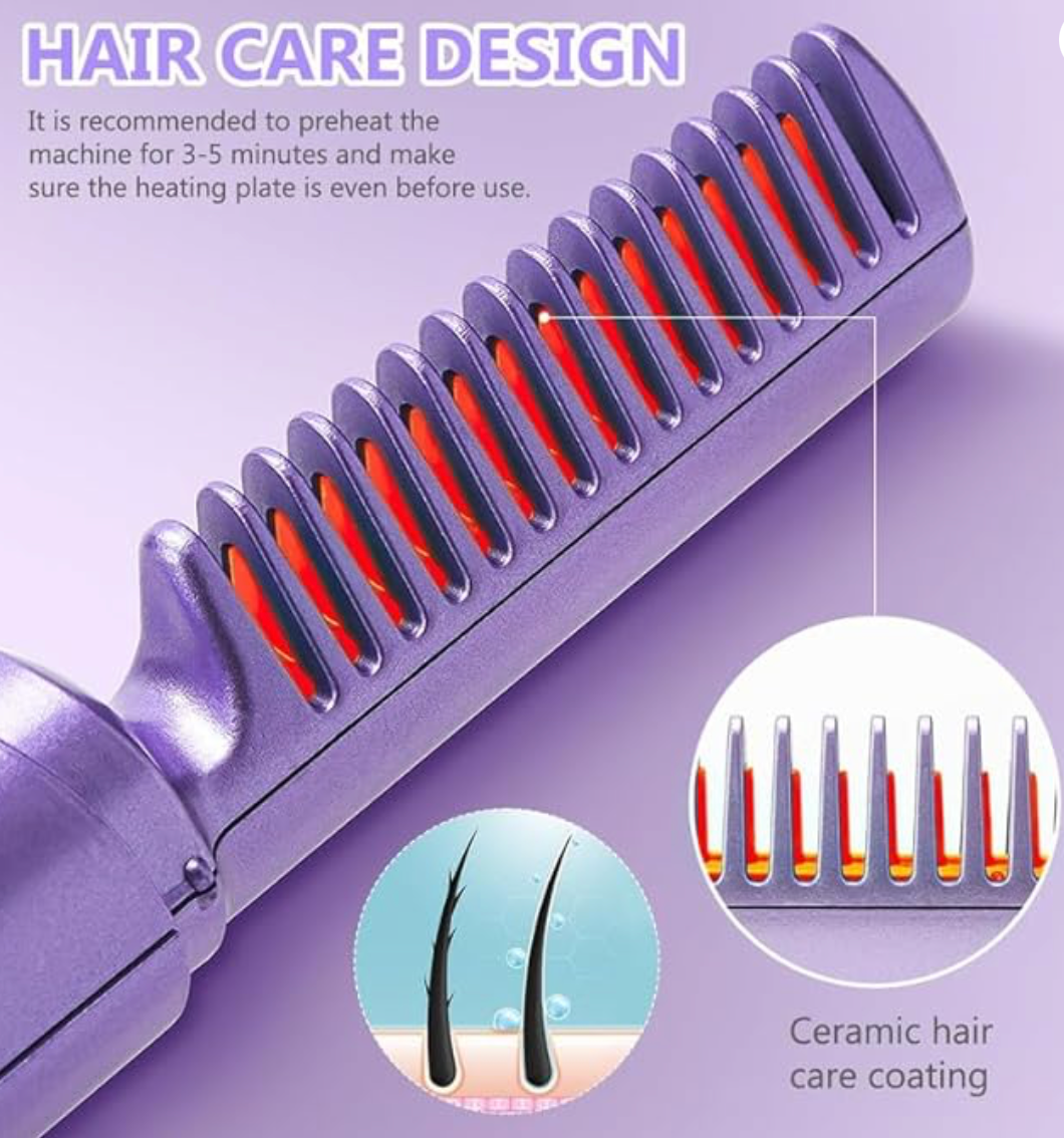 Meneflix Portable Mini Hair Straightener Cordless Rechargeable Mini Adjustable Hair Straightener Hot Comb