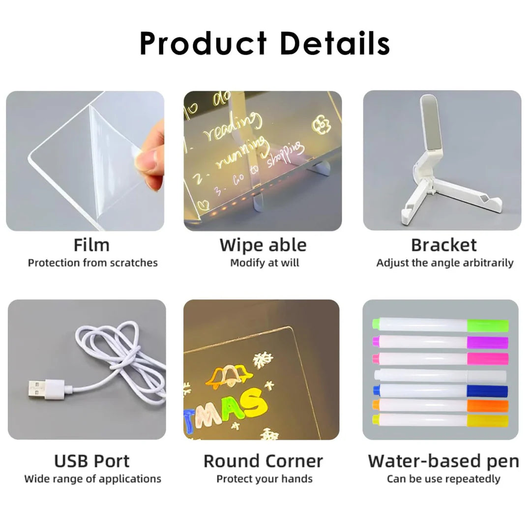 3D LED Light Glass Acrylic Writing pad