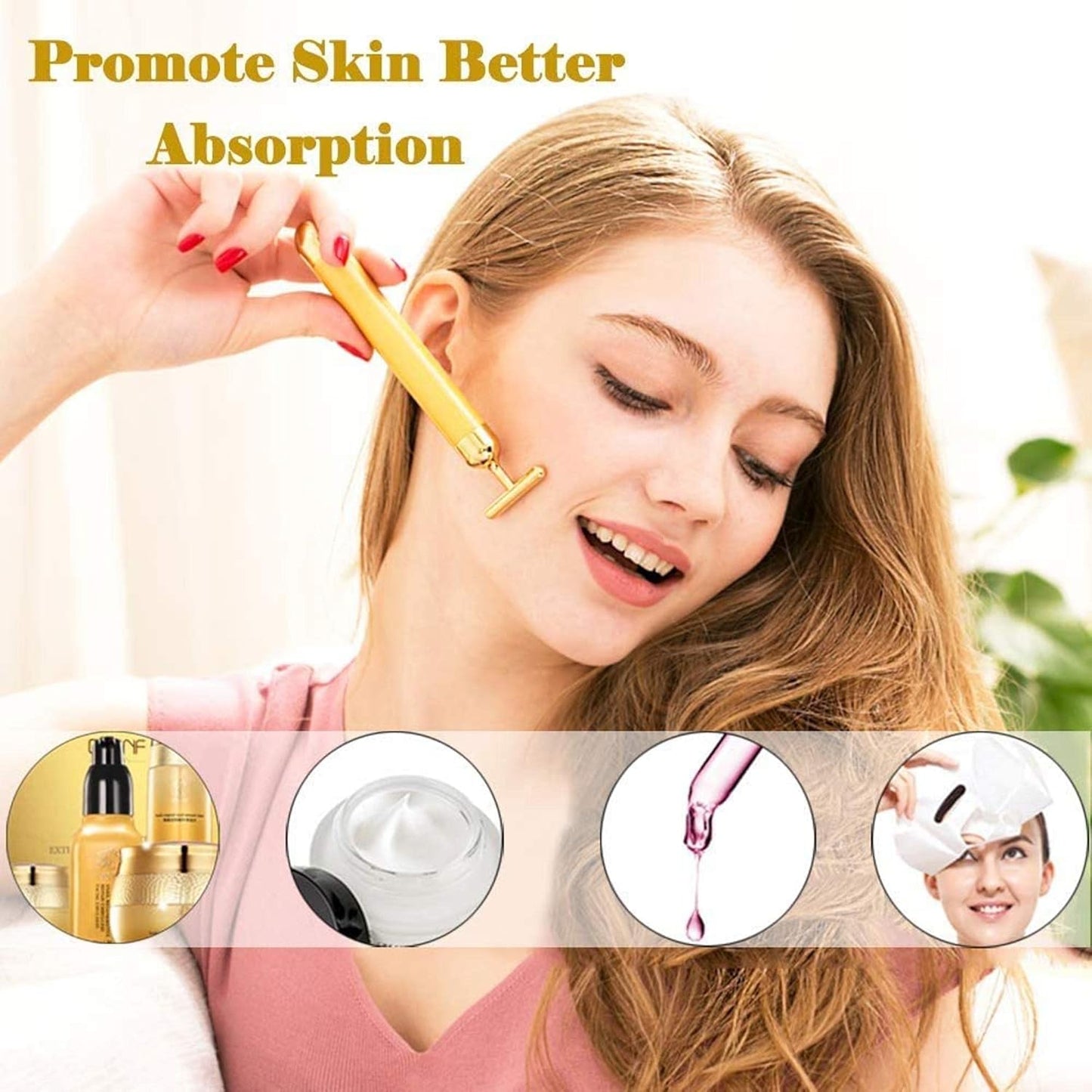 Luxury Skincare 24K Gold Energy Electric Facial Massager Roller